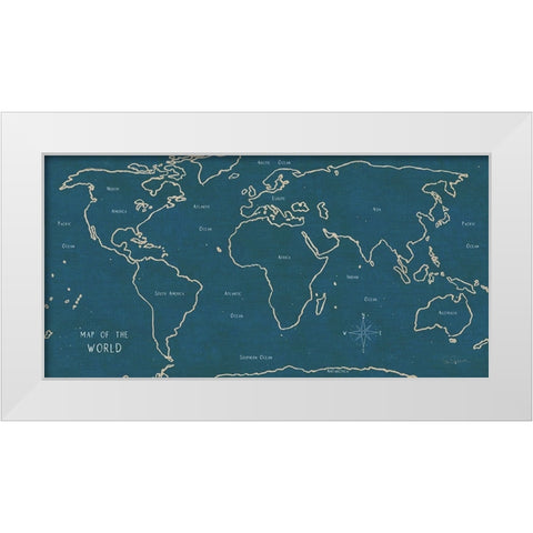 Sketch Map II Blue White Modern Wood Framed Art Print by Schlabach, Sue