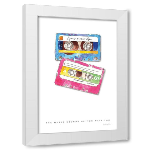 Mixtape Love White Modern Wood Framed Art Print by Charro, Mercedes Lopez