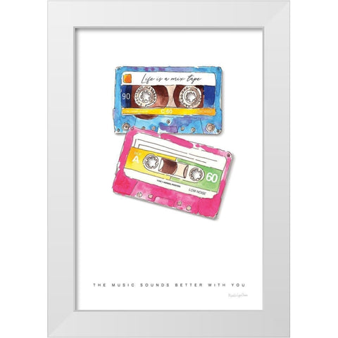 Mixtape Love White Modern Wood Framed Art Print by Charro, Mercedes Lopez