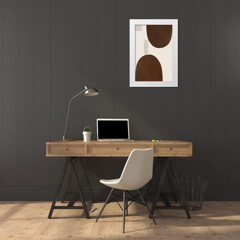 Half Domes II Brown No Border White Modern Wood Framed Art Print by Wild Apple Portfolio