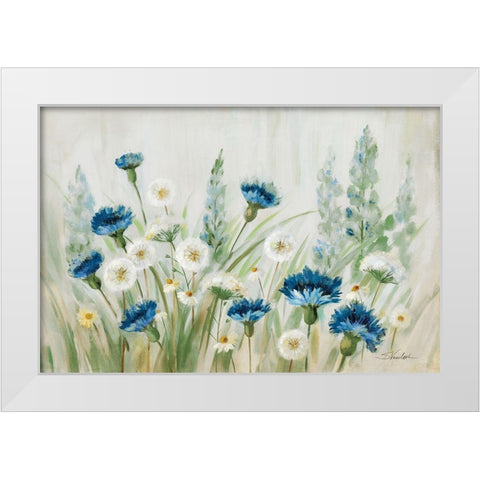 Fleurs des Champs White Modern Wood Framed Art Print by Vassileva, Silvia