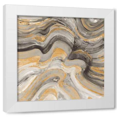 Floating Lava Autumn White Modern Wood Framed Art Print by Hristova, Albena