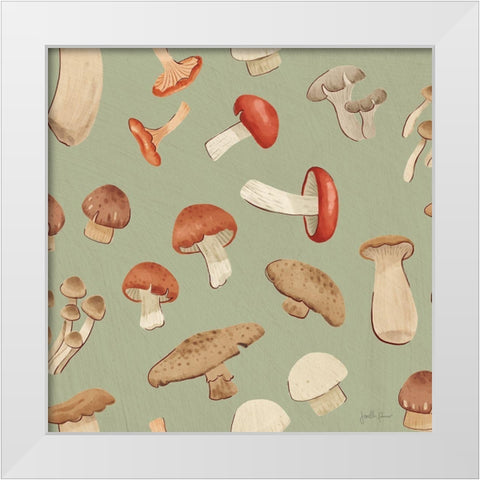 Mushroom Madness Pattern ID White Modern Wood Framed Art Print by Penner, Janelle