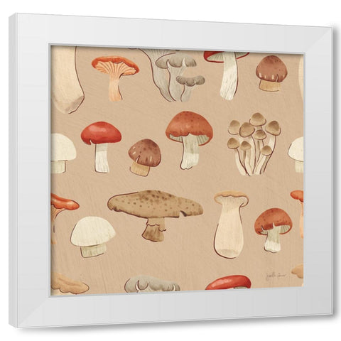 Mushroom Madness Pattern IIIC White Modern Wood Framed Art Print by Penner, Janelle