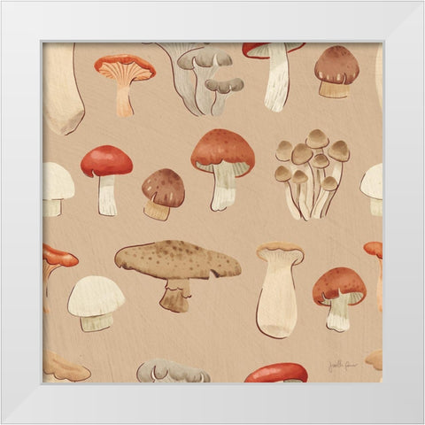Mushroom Madness Pattern IIIC White Modern Wood Framed Art Print by Penner, Janelle