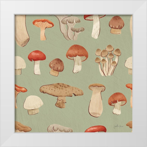 Mushroom Madness Pattern IIID White Modern Wood Framed Art Print by Penner, Janelle