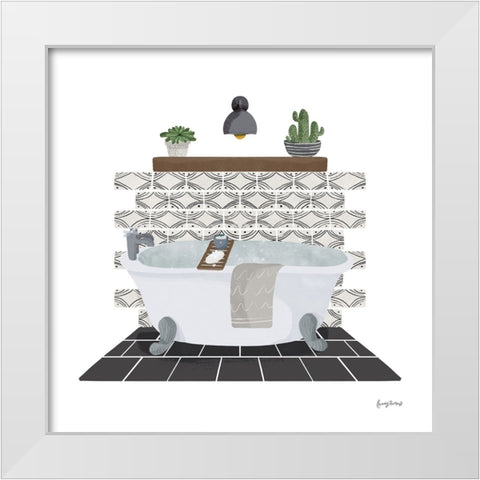 Relaxing Bathroom II Dark White Modern Wood Framed Art Print by Thorns, Becky