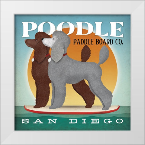 Double Poodle Paddle Board White Modern Wood Framed Art Print by Fowler, Ryan