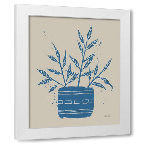 Vallarta Blue Botanical Sketches IX White Modern Wood Framed Art Print by Tavoletti, Anne