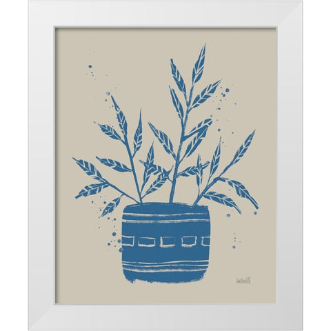 Vallarta Blue Botanical Sketches IX White Modern Wood Framed Art Print by Tavoletti, Anne