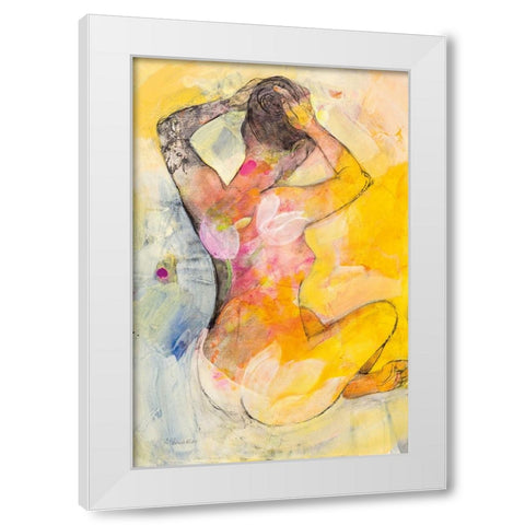 Floral Figures I White Modern Wood Framed Art Print by Hristova, Albena