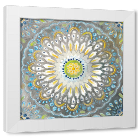 Rosette Mandala White Modern Wood Framed Art Print by Nai, Danhui