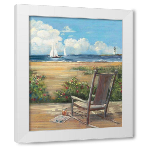 By the Sea II - Wag White Modern Wood Framed Art Print by Rowan, Carol