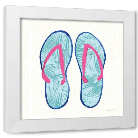 Laguna Flipflops II White Modern Wood Framed Art Print by Charro, Mercedes Lopez