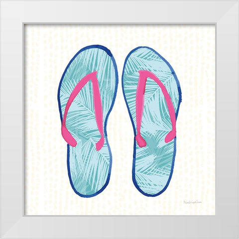 Laguna Flipflops II White Modern Wood Framed Art Print by Charro, Mercedes Lopez