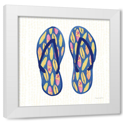 Laguna Flipflops III White Modern Wood Framed Art Print by Charro, Mercedes Lopez