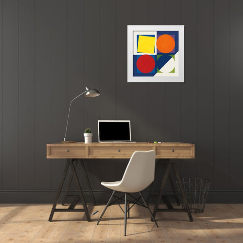 Geo Bright Primary White Modern Wood Framed Art Print by Tillmon, Avery
