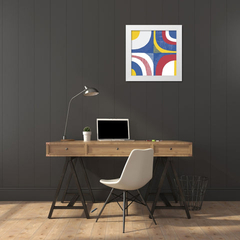 Quarter Circle Abstract Sq IV Bright Primary White Modern Wood Framed Art Print by Wild Apple Portfolio