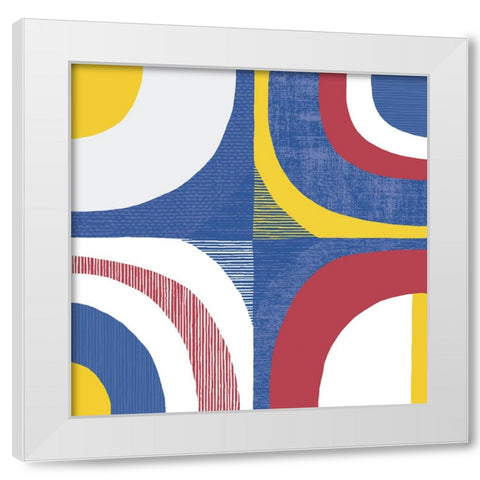 Quarter Circle Abstract Sq IV Bright Primary White Modern Wood Framed Art Print by Wild Apple Portfolio