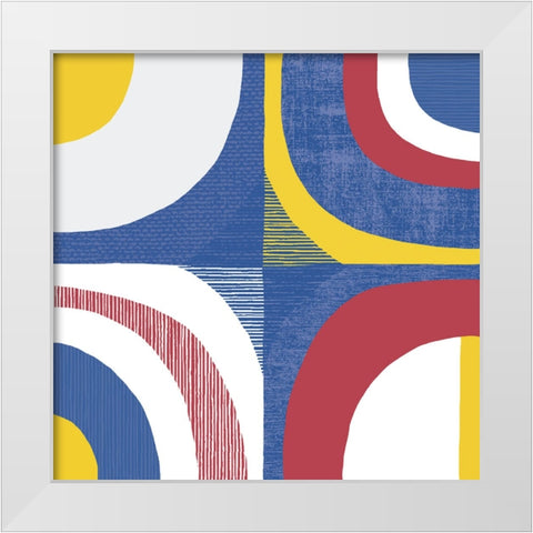 Quarter Circle Abstract Sq IV Bright Primary White Modern Wood Framed Art Print by Wild Apple Portfolio
