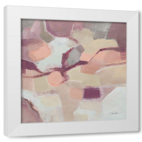 Mauve Facets White Modern Wood Framed Art Print by Vassileva, Silvia