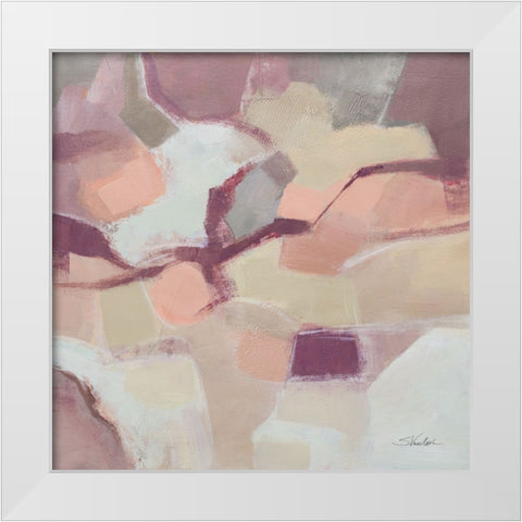 Mauve Facets White Modern Wood Framed Art Print by Vassileva, Silvia