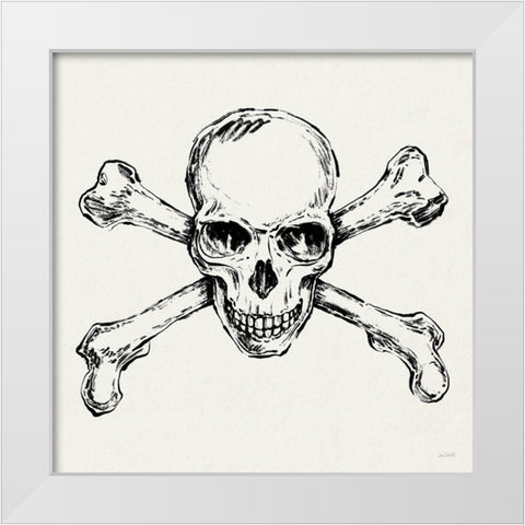 Skull and Crossbones I White Modern Wood Framed Art Print by Tavoletti, Anne