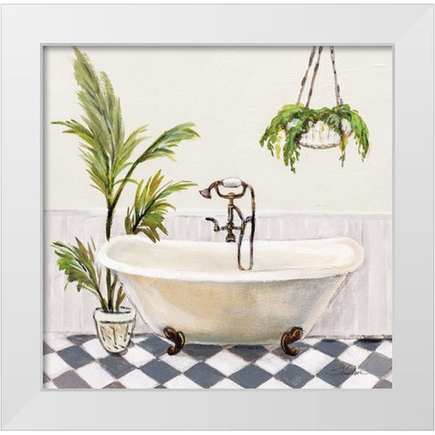 Crisp Cottage Bathroom I White Modern Wood Framed Art Print by Vassileva, Silvia