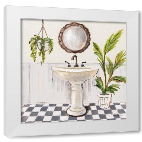 Gray Cottage Bathroom II White Modern Wood Framed Art Print by Vassileva, Silvia