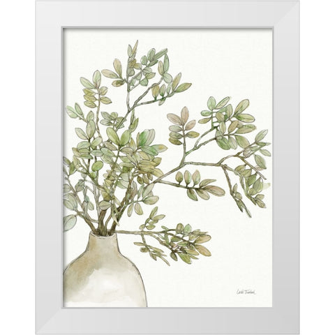 Potted Leaves I White Modern Wood Framed Art Print by Trimbach, Leslie