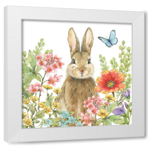 Garden Bunnies III White Modern Wood Framed Art Print by Trimbach, Leslie