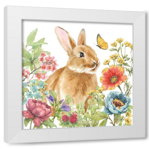 Garden Bunnies V White Modern Wood Framed Art Print by Trimbach, Leslie