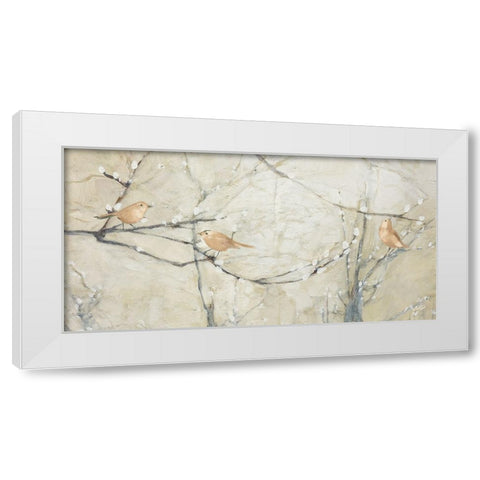 Budding Pussy Willow with Birds White Modern Wood Framed Art Print by Purinton, Julia