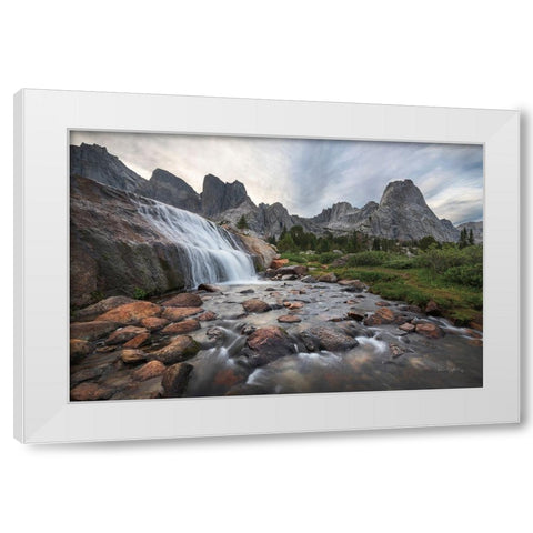 Cirque of the Towers Waterfall White Modern Wood Framed Art Print by Majchrowicz, Alan
