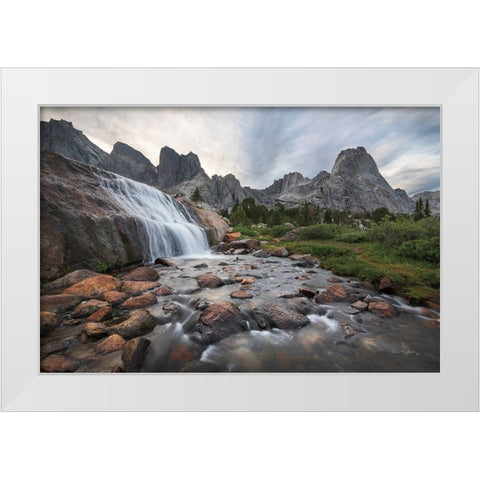 Cirque of the Towers Waterfall White Modern Wood Framed Art Print by Majchrowicz, Alan