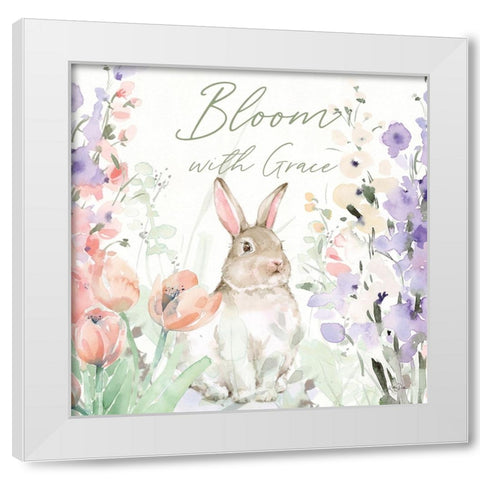 Blooming Bunnies III White Modern Wood Framed Art Print by Pete, Katrina