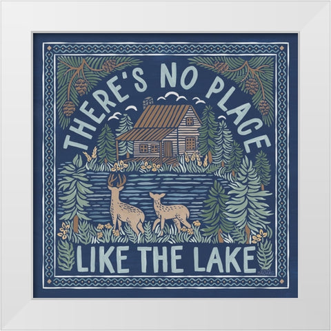 Lakeside Days V Blue White Modern Wood Framed Art Print by Marshall, Laura