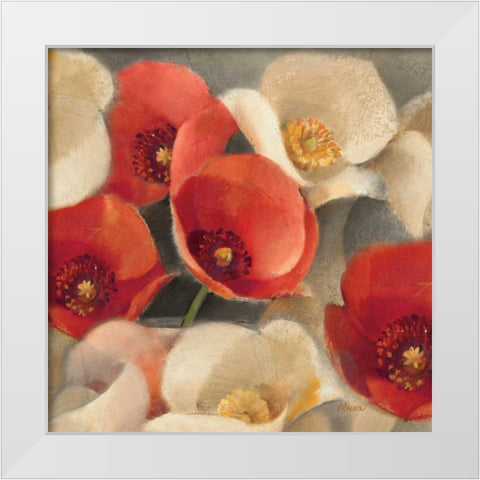 Poppies Bloom II White Modern Wood Framed Art Print by Hristova, Albena