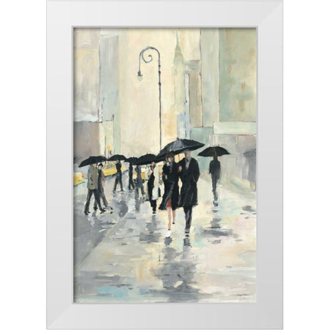 City in the Rain White Modern Wood Framed Art Print by Tillmon, Avery