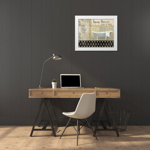 Savons de Bains I White Modern Wood Framed Art Print by Tillmon, Avery
