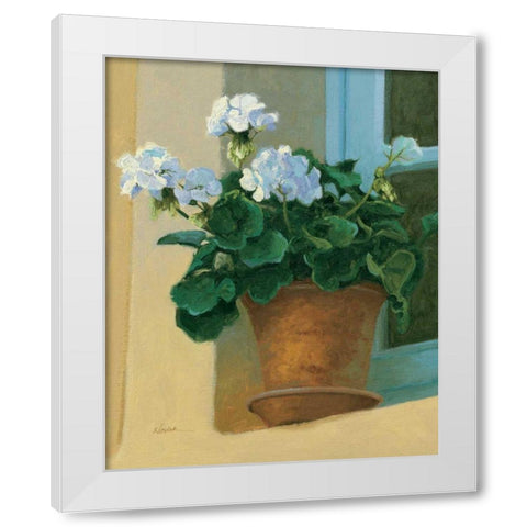 Creancey Geraniums I White Modern Wood Framed Art Print by Novak, Shirley
