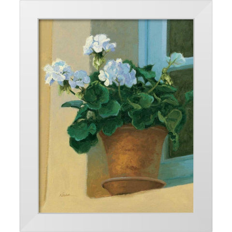 Creancey Geraniums I White Modern Wood Framed Art Print by Novak, Shirley