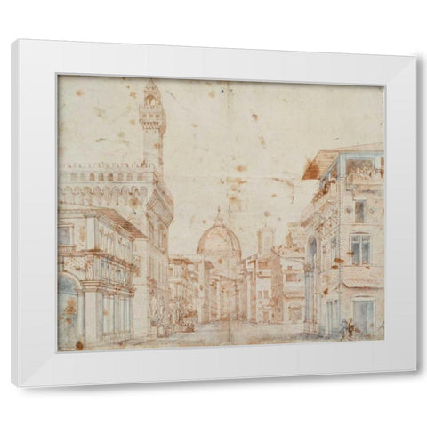 Firenze Perspective White Modern Wood Framed Art Print by Peruzzi, Baldassare