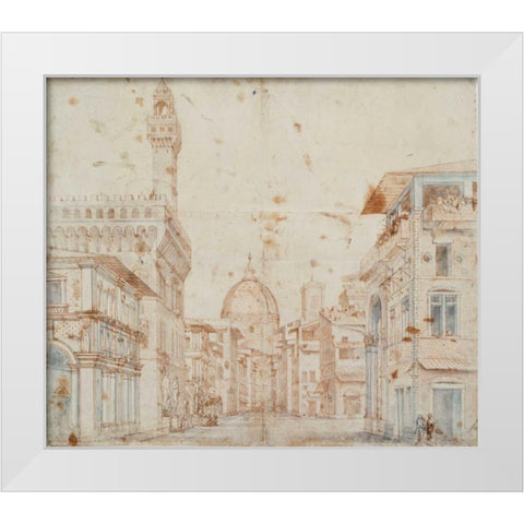 Firenze Perspective White Modern Wood Framed Art Print by Peruzzi, Baldassare