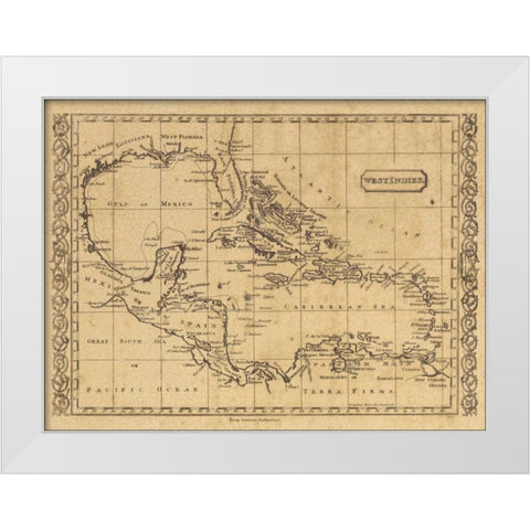 West Indies 1806 White Modern Wood Framed Art Print by World Map
