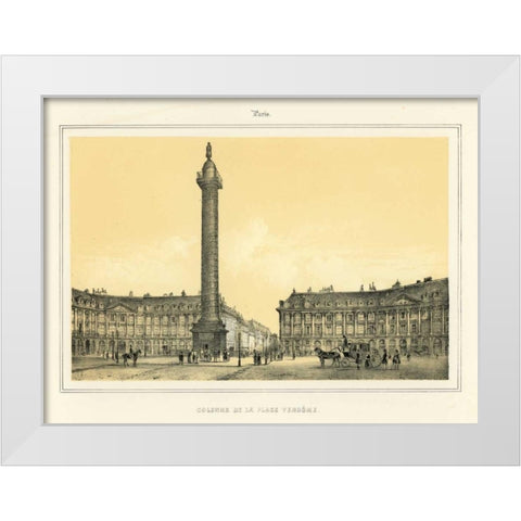 Place Vendome White Modern Wood Framed Art Print by Anonymous
