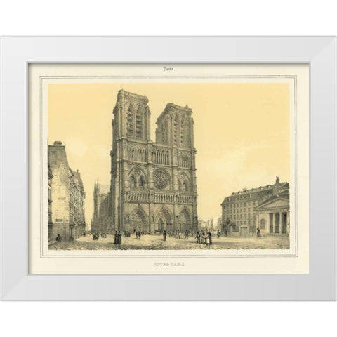 Notre Dame White Modern Wood Framed Art Print by Anonymous