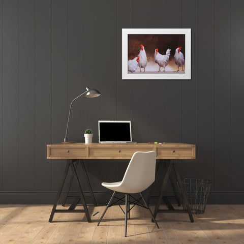 Chicken I White Modern Wood Framed Art Print by Haenraets, Willem