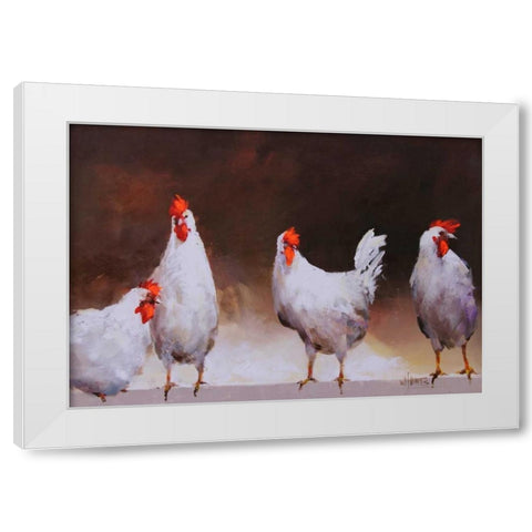 Chicken I White Modern Wood Framed Art Print by Haenraets, Willem