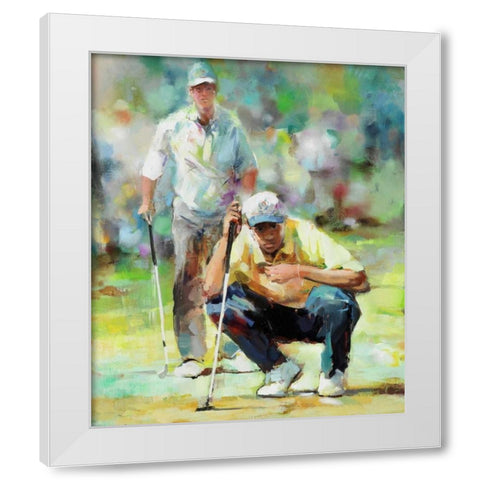 Golfer White Modern Wood Framed Art Print by Haenraets, Willem